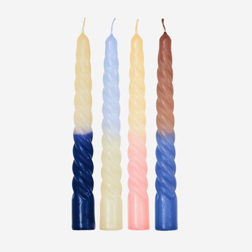 Twisted Dip Dye Dinnercandles - Set of 4 - Nordic Nights