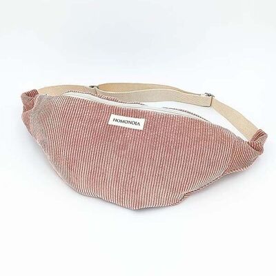 XL waist bag in pink corduroy