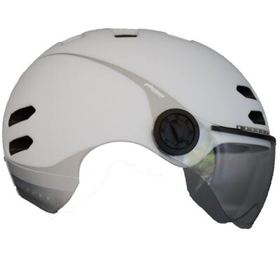 PHENIX BL Casco bici/trotto/velocità illuminazione, frecce, audio L - Bianco