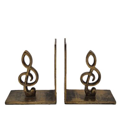 Bookends - Home decor - Metal - Music - Antique Brass Shiny - 15cm height
