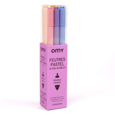 9 double-tipped felt-tip pens - PASTEL