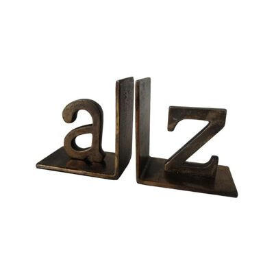 Buchstützen – Heimdekoration – A–Z – Metall – Antik-Messing glänzend – 15 cm Höhe