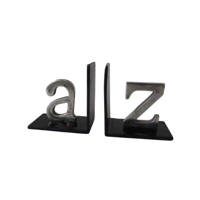 Buchstützen – Heimdekoration – A–Z – Metall – Altmetall/Schwarz – 15 cm Höhe