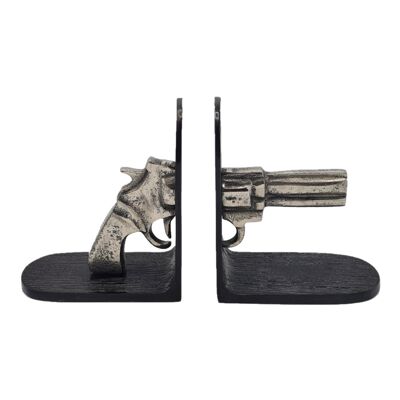 Sujetalibros - Decoración del hogar - Metal - Pistola - Metal viejo/Negro - Altura 16cm