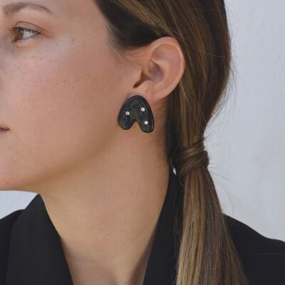 Boucles d'oreilles Alma Swarovski en céramique claire noire