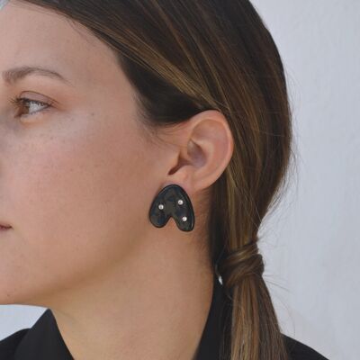 Boucles d'oreilles Alma Swarovski en céramique claire noire