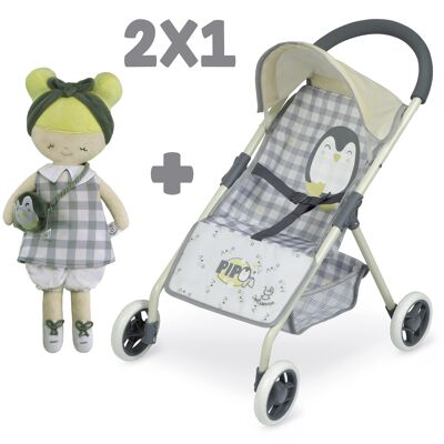 2x1 Doll's chair with soft-bodied doll "Pipo" R.90547