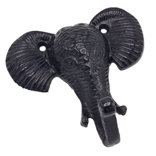 Elephant Hook - Coat Hook - Metal - Antique Brass Shiny - 11.5cm height