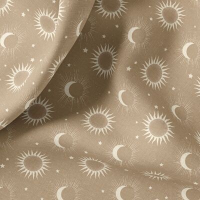 Tissu en lin au mètre ou au mètre, tissu en lin à imprimé céleste d'étoiles vintage pour la literie, les rideaux, les vêtements, les nappes et les taies d'oreiller