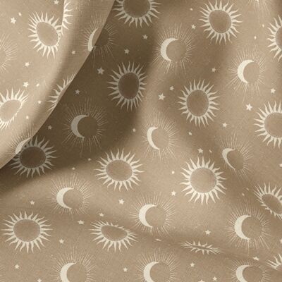 Linen Fabric By The Yard or Meter, Vintage Stars Celestial Print Linen Fabric For Bedding, Curtains, Clothing, Table Cloth & Pillow Covers