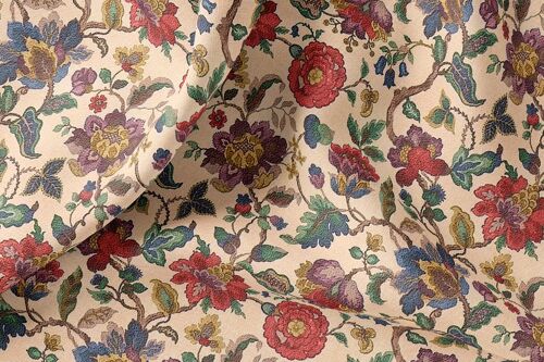 Linen Fabric By The Yard or Meter, Vintage Floral Knitted Print Linen Fabric For Bedding, Curtains, Clothing, Pillow Covers & Upholstery
