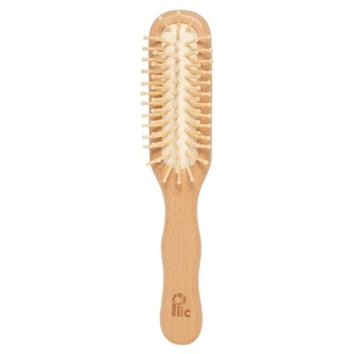 Beech wood travel brush with wooden bristles
