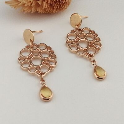 Earrings - Golden Flower - gold - ochre