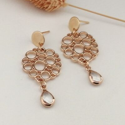 Boucles d'oreilles - Golden Flower - doré - transparent