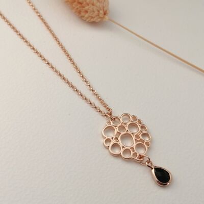 Necklace - Golden Flower - gold - black