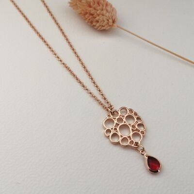 Necklace - Golden Flower - gold - red