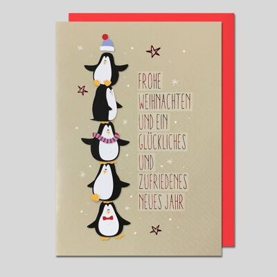 Tarjeta de Navidad Pingüinos Divertidos - UK-40037