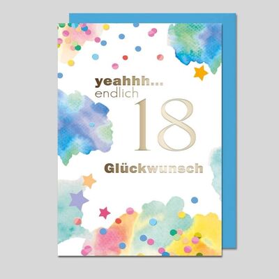 Glückwunschkarte "yeahh..... endlich 18 - Glückwunsch" . - UK-34645