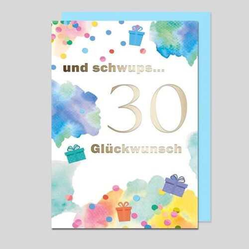 Glückwunschkarte "und schwups.... 30 - Glückwunsch" - UK-34651