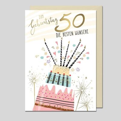 '50 - HAPPY BIRTHDAY' Greetings Card - UK-34588