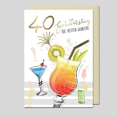 '40 - HAPPY BIRTHDAY' Greetings Card - UK-34587