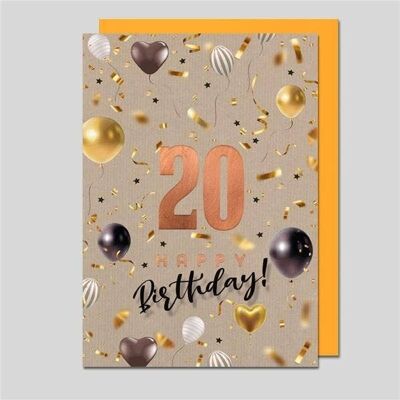 Happy 20th Birthday Card - UK-34659/20