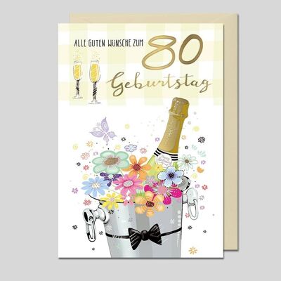 '80 - HAPPY BIRTHDAY' Greetings Card - UK-34591