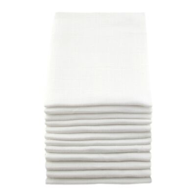 MuslinZ 12pk 100% Cotton Muslin Squares White - 70cms