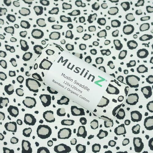 MuslinZ 1pk Bamboo/Organic Cotton Swaddle Blanket Leopard Print