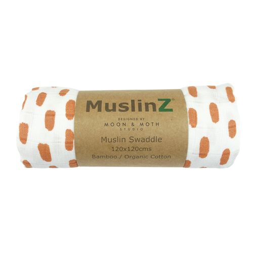 MuslinZ 1pk Bamboo/Organic Cotton Swaddle Blanket Laurel Spot Print