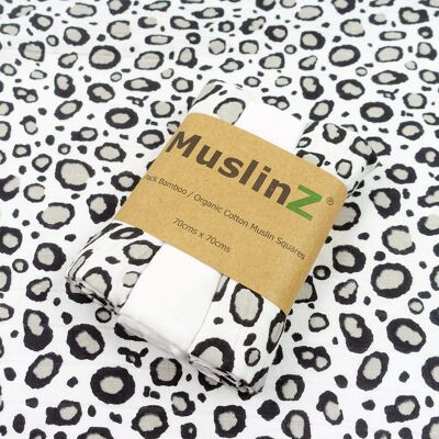 MuslinZ 3pk Bamboo/Organic Cotton Muslin Squares Leopard Print