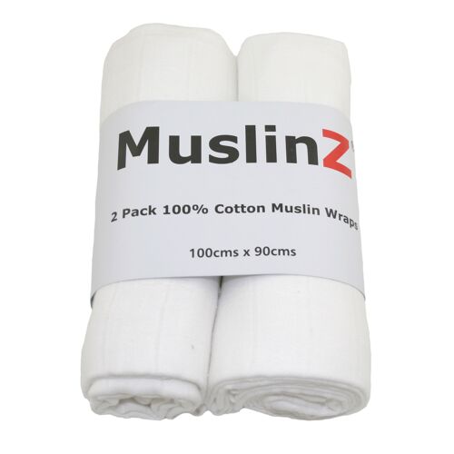 MuslinZ 2pk 100% Cotton Swaddle Blanket White