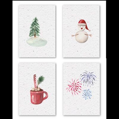 4 flowering cards - Winter