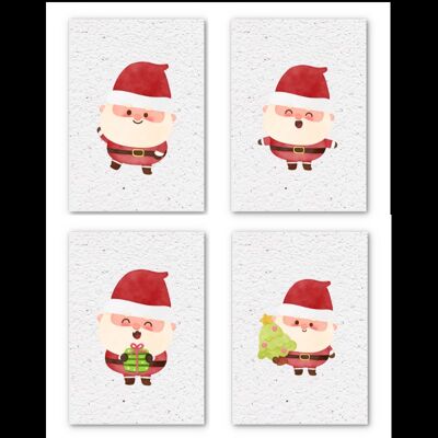 4 cartoline natalizie in carta semi