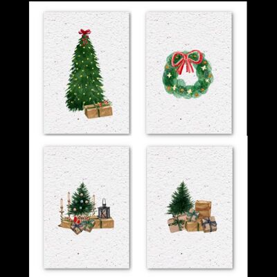 4 Cartoline di Natale Crescita - Regali di Natale