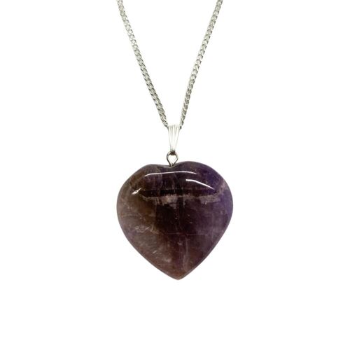 Crystal Heart Pendant, 3cm, Amethyst