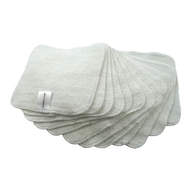 MuslinZ, paquete de 12 toallitas de felpa de bambú / algodón, blanco