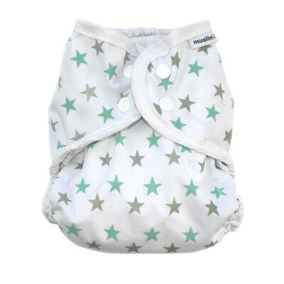 MuslinZ Cubrepañal lavable talla 1 Menta / Estrella gris
