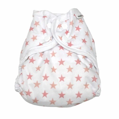 MuslinZ Washable Nappy Wrap Cover Size 1 Pale Pink Star