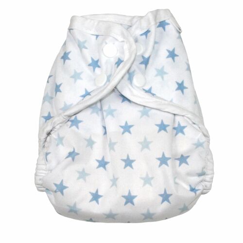 MuslinZ Washable Nappy Wrap Cover Size 1 Pale Blue Star