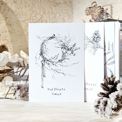 Set Greeting Cards / Christmas Birds & Plants