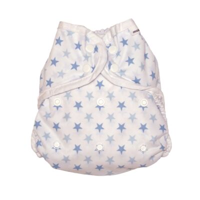 MuslinZ Washable Nappy Wrap Cover Size 2 Pale Blue Star