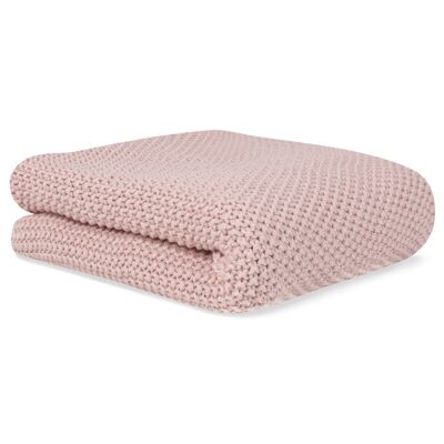 Manta de tricot en algodón orgánico rosa