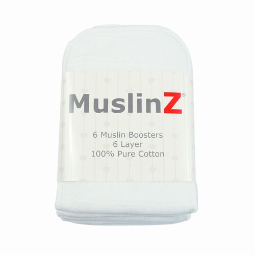 MuslinZ 6pk 100% Cotton Boosters White