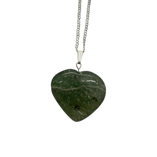 Crystal Heart Pendant, 3cm, Green Aventurine