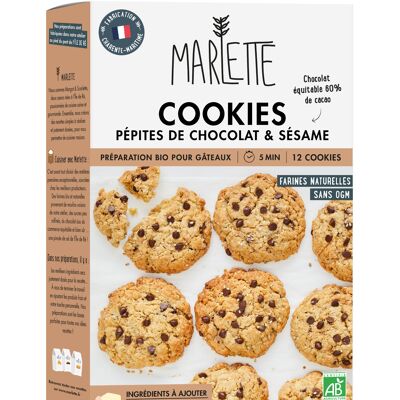 Preparation for organic cakes: Chocolate chip & sesame cookies - for 8 cookies - 350g