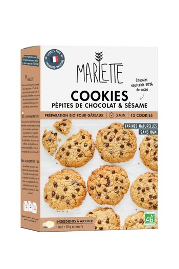 Préparation pour gâteaux bio : Cookies pépites de chocolat & sésame - pour 8 cookies - 350g 1