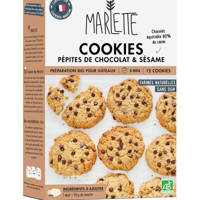 Preparation for organic cakes: Chocolate chip & sesame cookies - for 8 cookies - 350g