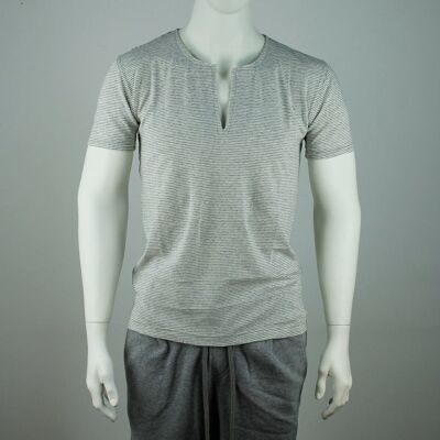 Shortsleeve Tee striped light gray | PUTTING MASTER