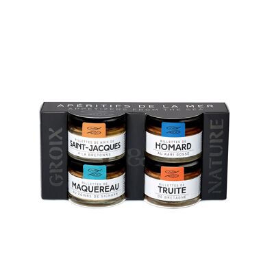 COFFRET MINI RILLETTES 4x30g (ST JACQUES / HOMARD / MAQUEREAU AU POIVRE / TRUITE DE BRETAGNE)